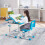 Costway Kids Study Desk Chair Set Height Adjustable w/Book Stand LED Light 10