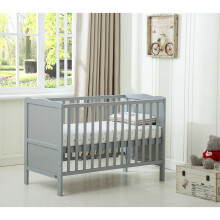 (Grey) MCC® Wooden Baby Cot Bed "Orlando" & Water repellent Mattress