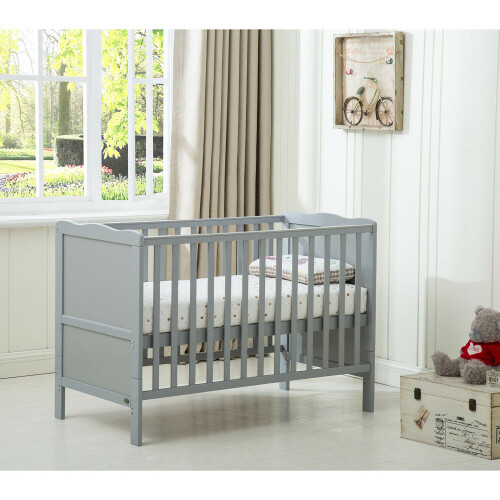 (Grey) MCC® Wooden Baby Cot Bed 
