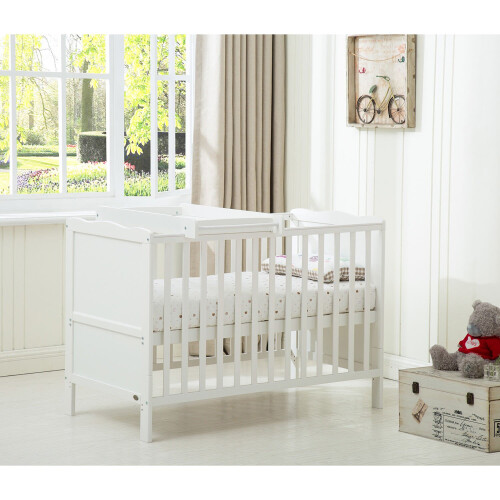 (White) MCC® BABY BED Wooden Baby Cot Bed 