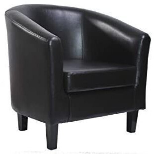 (Black) MCC@Home Faux Leather Tub Chair Armchair club Chair for Dining Living Room & Cafe