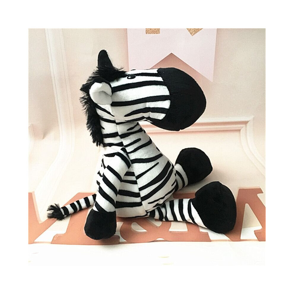 (Zebra, 25cm/9.8in) Forest Animal Dolls Lion Elephant Tiger Monkey Deer Toys Children'S Rag Gifts