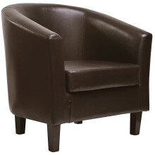 (Brown) MCC@Home Faux Leather Tub Chair Armchair club Chair for Dining Living Room & Cafe