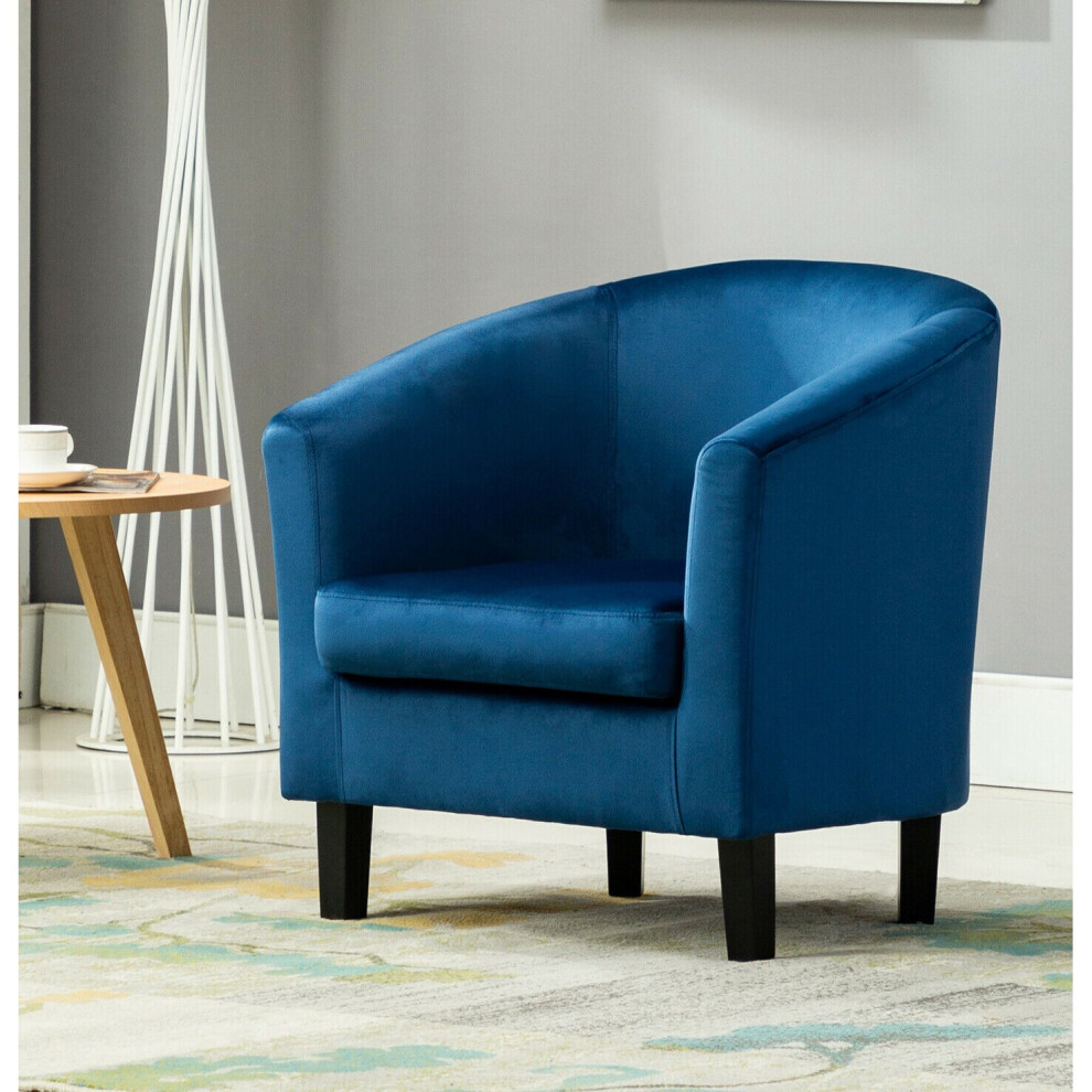(Blue) MCC® Velvet Fabric Tub Chair Armchair Club Chair for Dining Living Room & Cafe