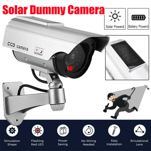 Solar Powered Dummy Camera CCTV Security Surveillance Cam Fake IR LED 1