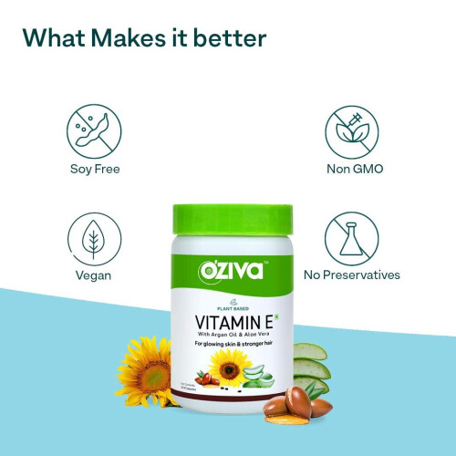 Oziva Plant Based Natural Vitamin E   30 Green Capsules 2