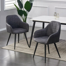 (Grey) MCC Faux Matte Suede Leather Dining Chairs | Accent Chairs home & restaurants, Adrian 2x