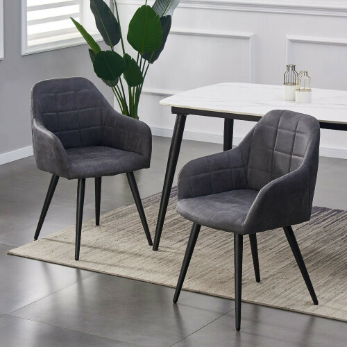 (Grey) MCC Faux Matte Suede Leather Dining Chairs | Accent Chairs home & restaurants, Adrian 2x