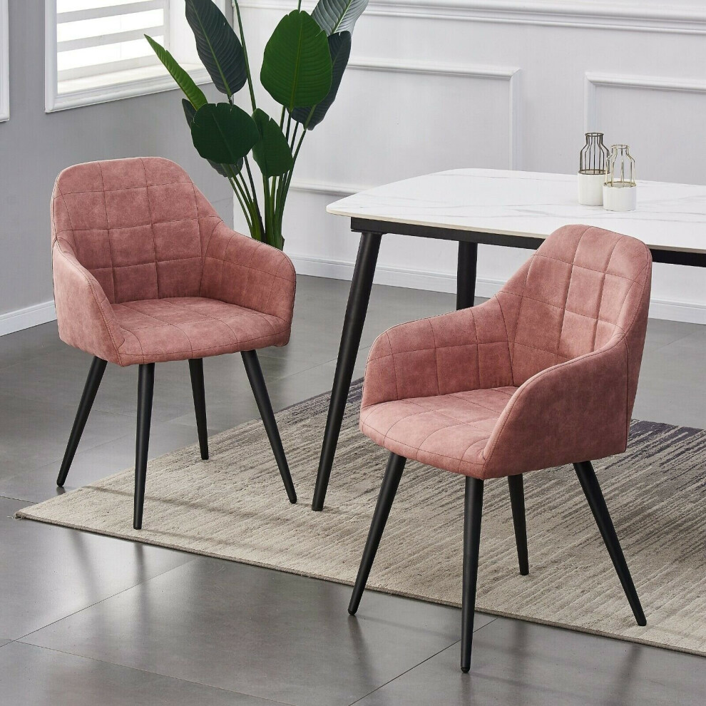 (Pink) MCC Faux Matte Suede Leather Dining Chairs | Accent Chairs home & restaurants, Adrian 2x