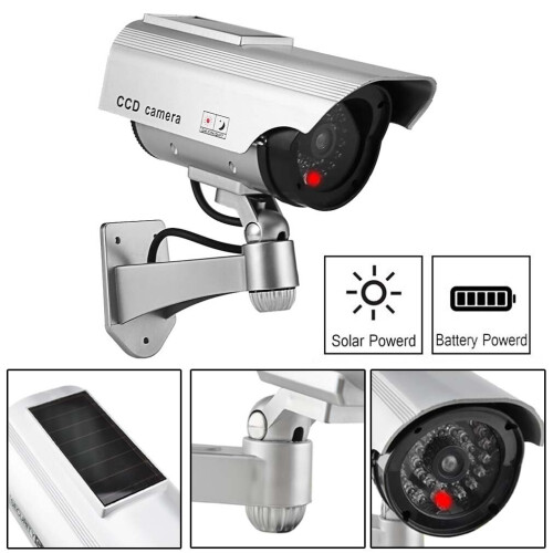 Solar Powered Dummy Camera CCTV Security Surveillance Cam Fake IR LED 2