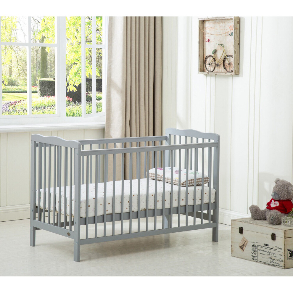 (Grey) MCC BEBAY COT BED Brooklyn Baby Cot Crib with Water Repellent Mattress-image-OPC-P8HYX2N-NEW