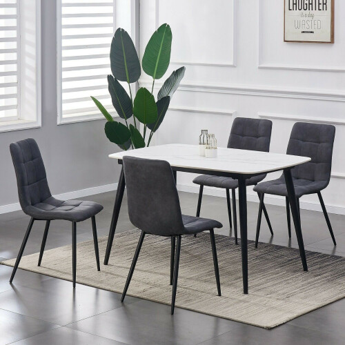MCC (Grey, 2) MCC Faux Matte Suede Leather Dining Chairs 1