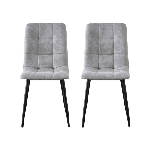 MCC (Silver, 2) MCC Faux Matte Suede Leather Dining Chairs 2