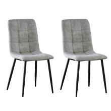 (Silver, 2) MCC Faux Matte Suede Leather Dining Chairs