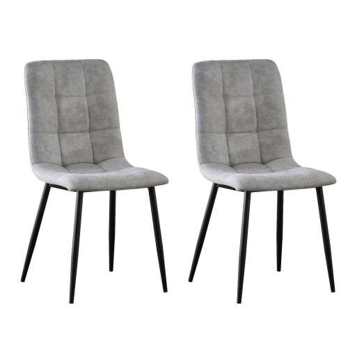 MCC (Silver, 2) MCC Faux Matte Suede Leather Dining Chairs