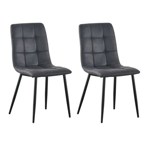 MCC (Grey, 2) MCC Faux Matte Suede Leather Dining Chairs