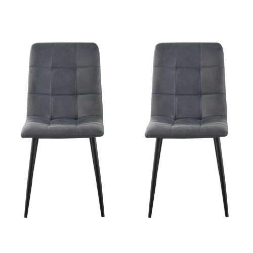 MCC (Grey, 2) MCC Faux Matte Suede Leather Dining Chairs 2