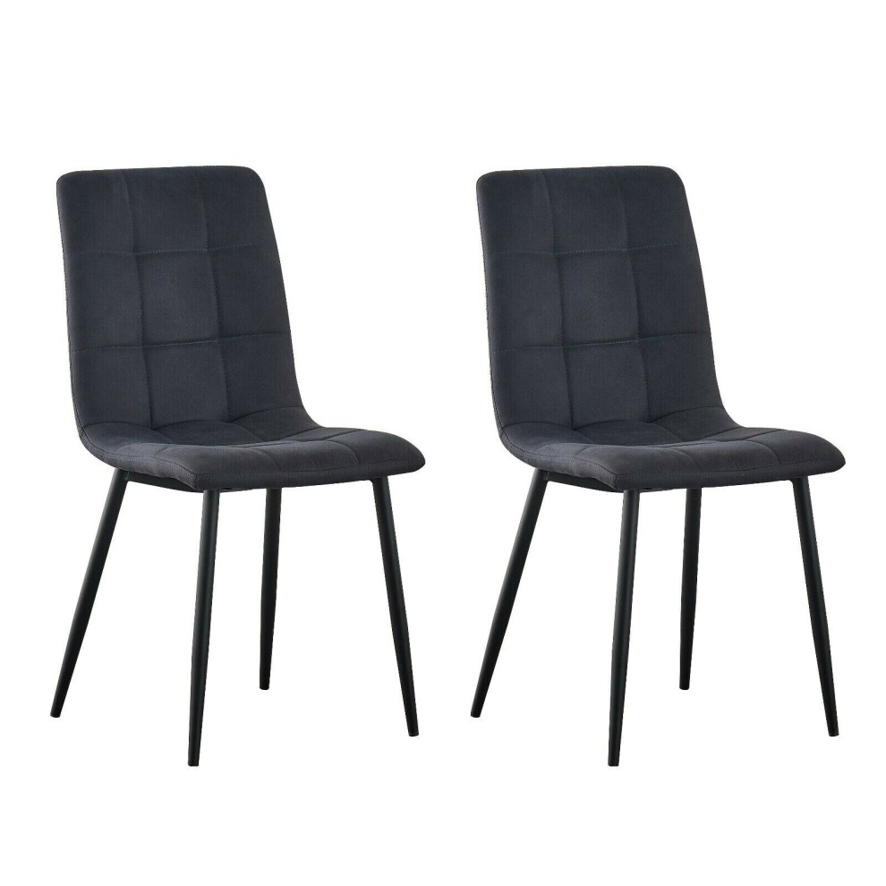 (Black, 2) MCC Faux Matte Suede Leather Dining Chairs