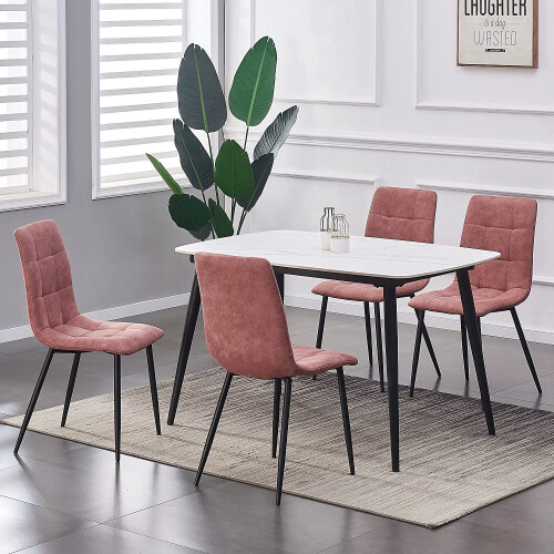 MCC (Pink, 2) MCC Faux Matte Suede Leather Dining Chairs 1