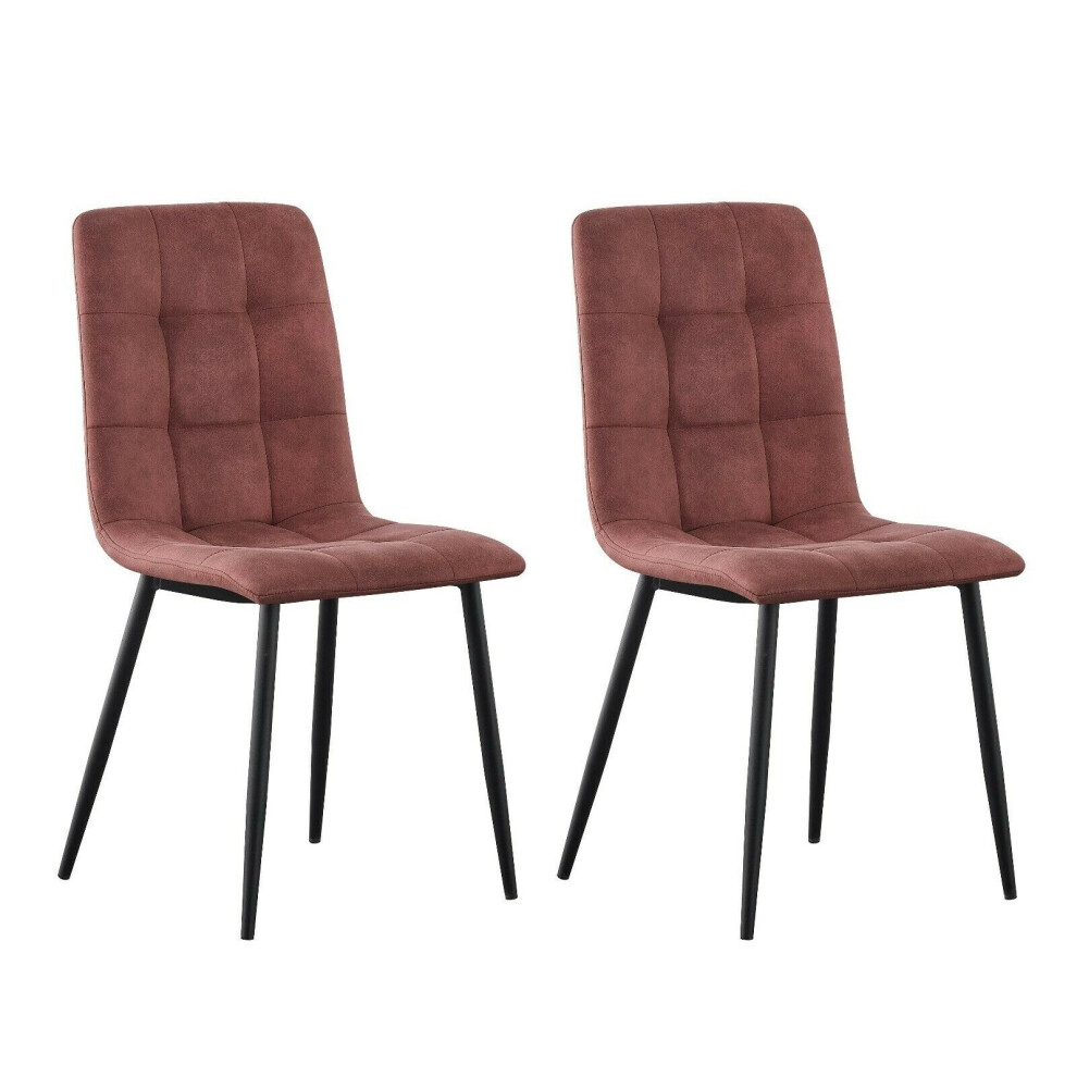 (Pink, 2) MCC Faux Matte Suede Leather Dining Chairs