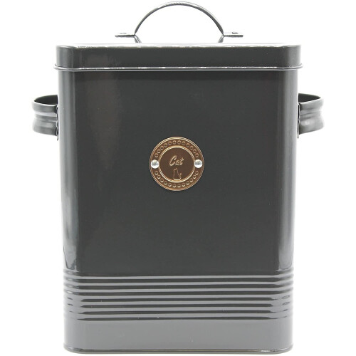 Cat Food Biscuit Tin Metal Black