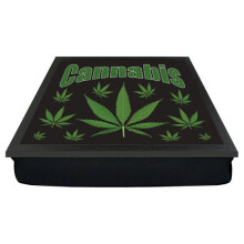 Cushioned Lap Tray 17.5 x 12.5 in with Bright Cannabis Leaf Design - Wipe-Clean Surface, Breakfast in Bed