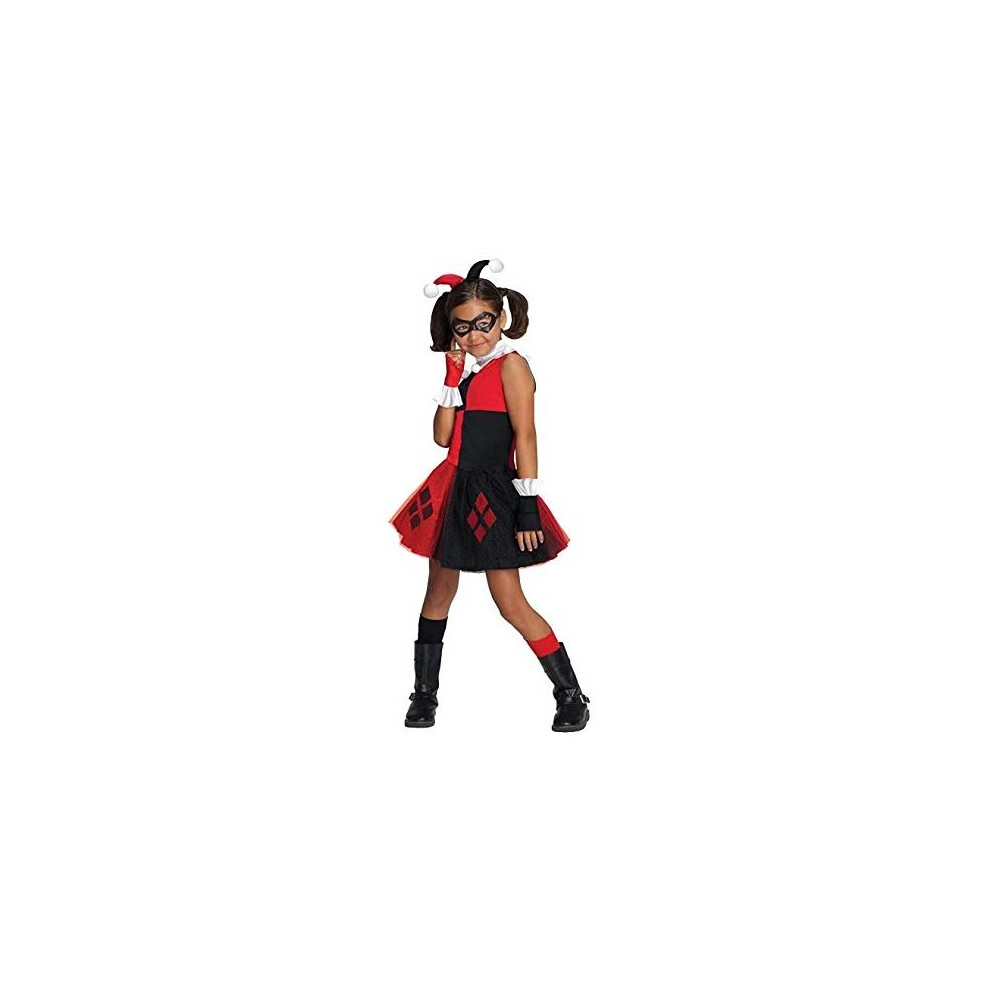 DC Super Villain Collection Harley Quinn Girls Costume with Tutu Dress, Small