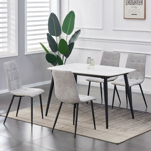 MCC (Silver, 2) MCC Faux Matte Suede Leather Dining Chairs 1