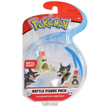 Pokemon 2 Inch Battle Action Figure 2-Pack, includes 2 Alolan Rattata and 2 Sandygast