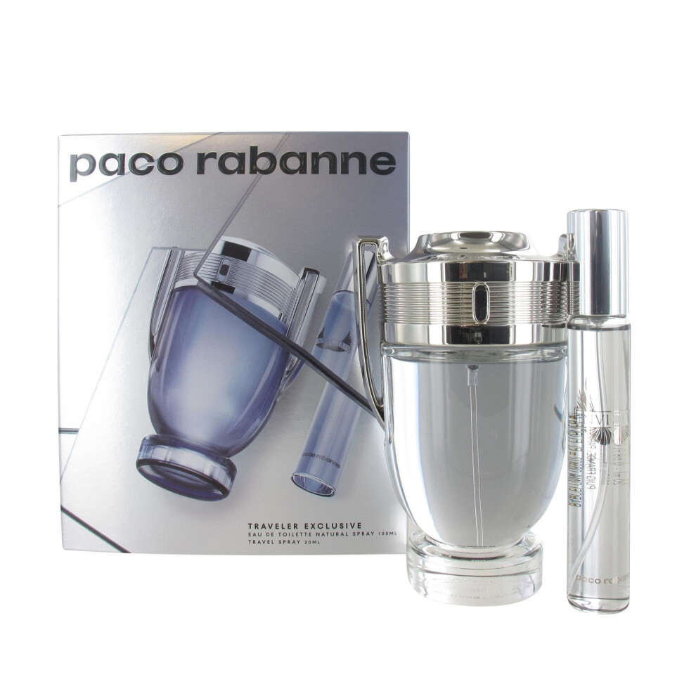Paco Rabanne Invictus 100ml Eau de Toilette, 20ml Travel Spray Gift Set for Men