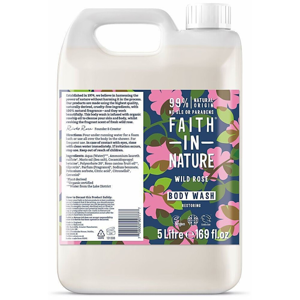 Faith In Nature | Body Wash Wild Rose | 1 x 5ltr