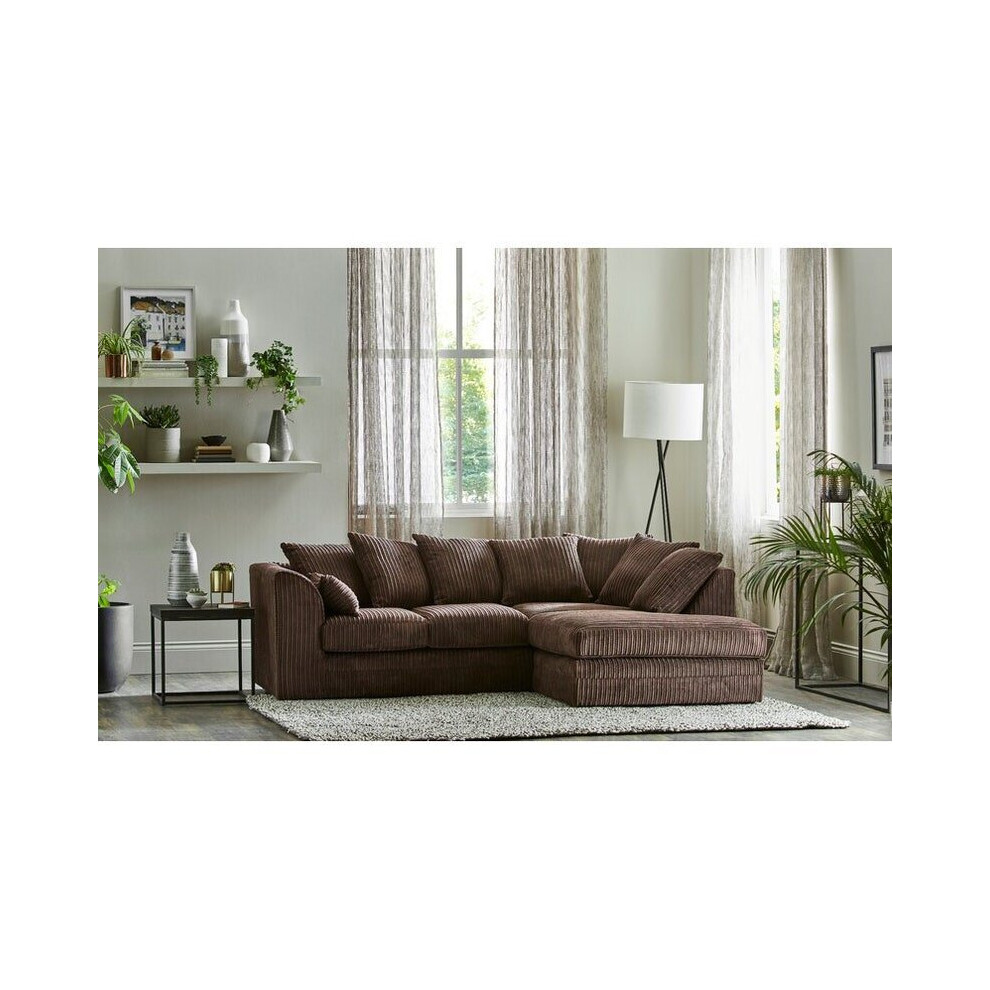 (Chocolate, Right Hand) Porto Jumbo Cord Corner Sofa