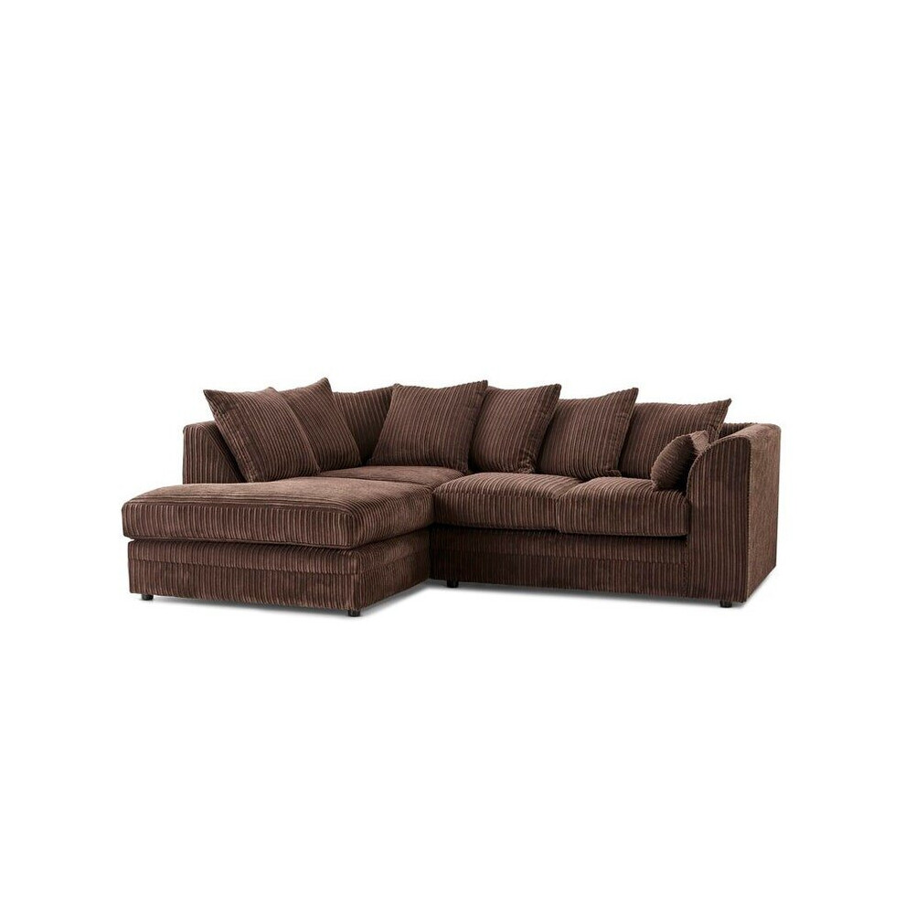 Furniture 786 (Chocolate, Left Hand) Porto Jumbo Cord Corner Sofa Brown