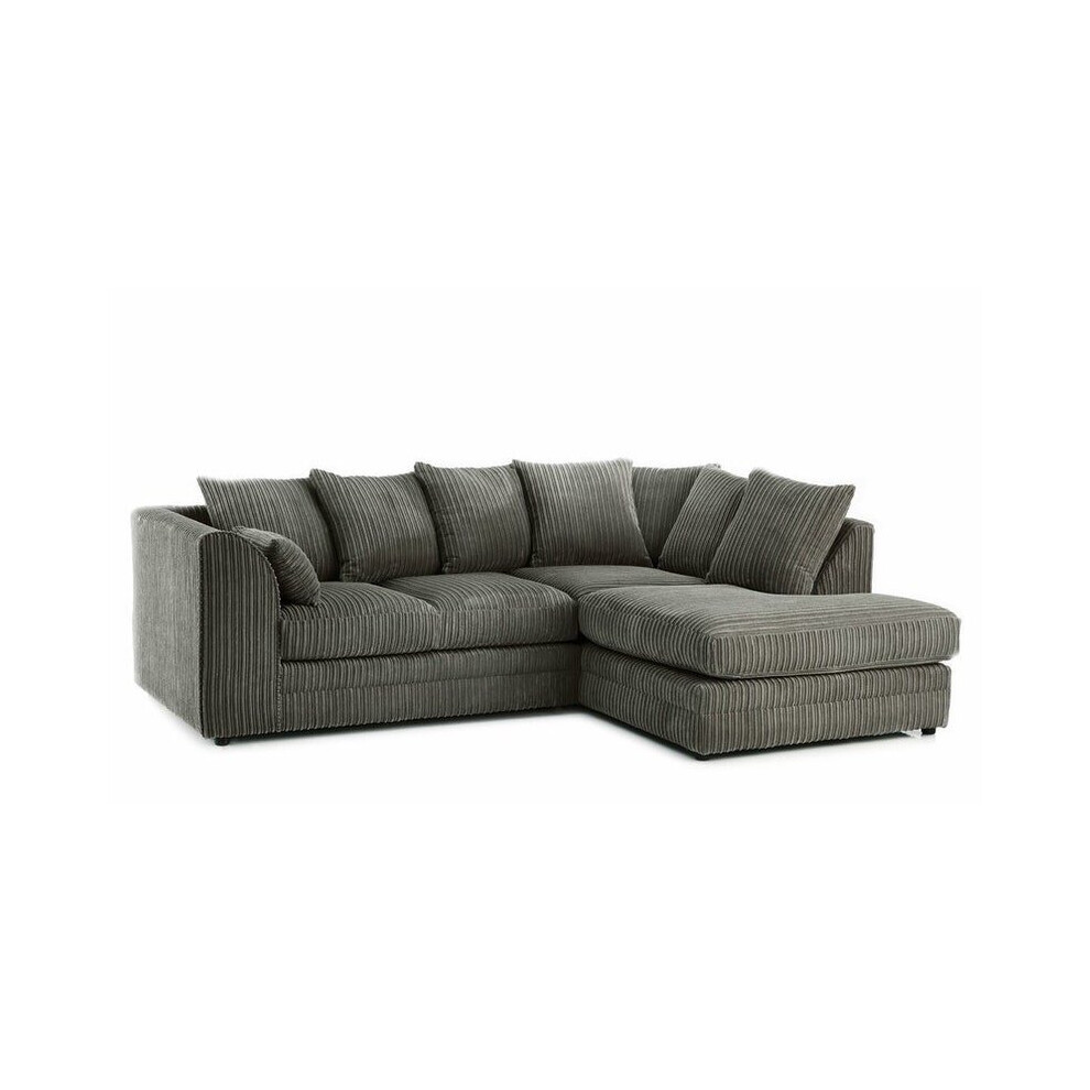 (Grey, Right Hand) Porto Jumbo Cord Corner Sofa