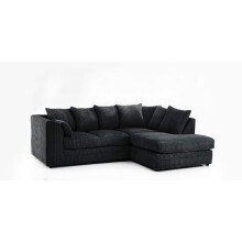 (Black, Right Hand) Porto Jumbo Cord Corner Sofa