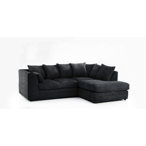 Furniture 786 (Black, Right Hand) Porto Jumbo Cord Corner Sofa
