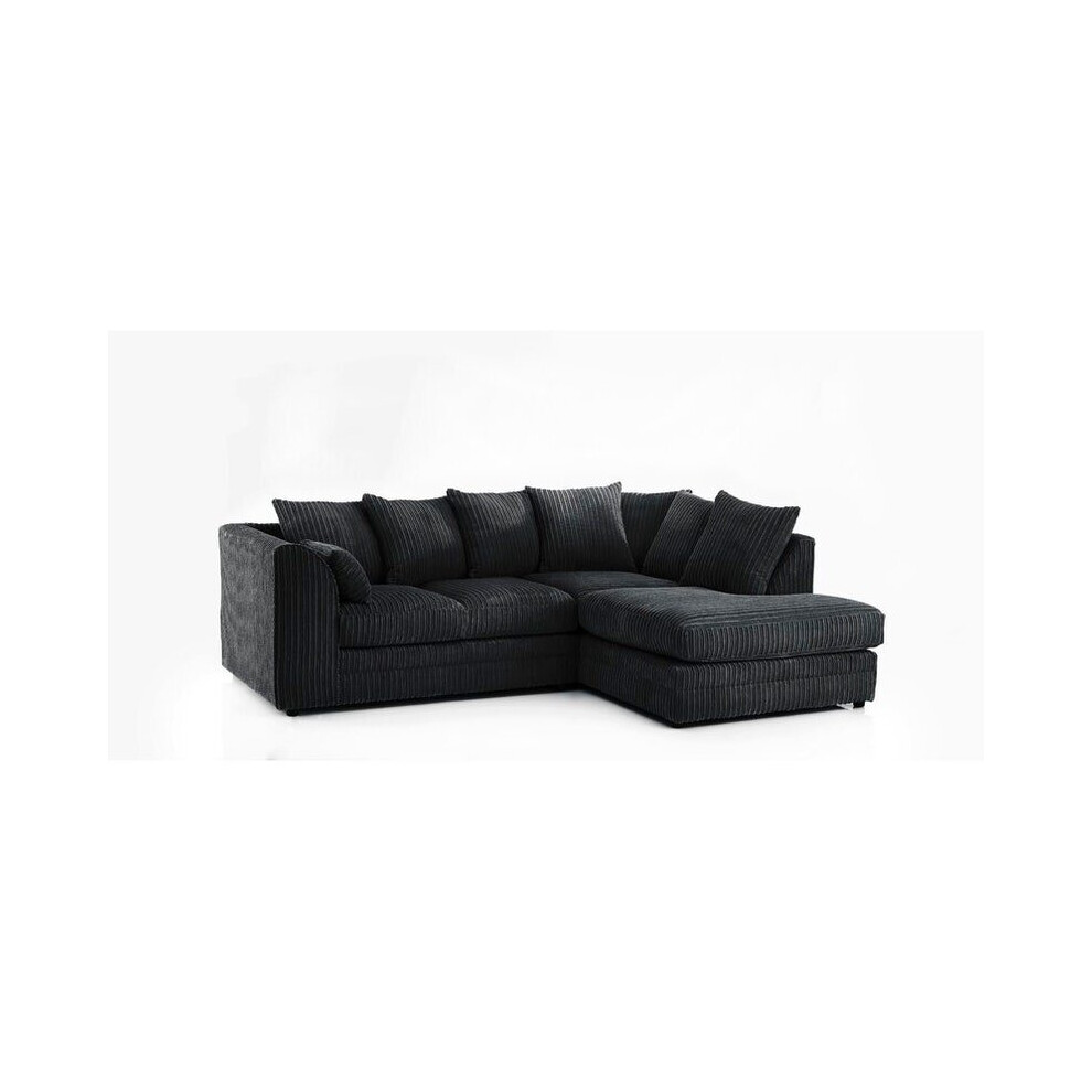 Furniture 786 (, Right Hand) Porto Jumbo Cord Corner Sofa Black