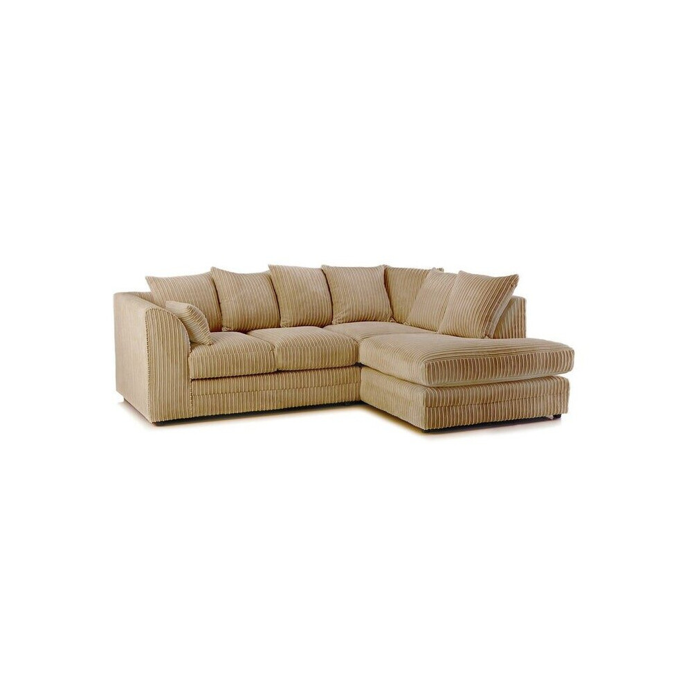 Furniture 786 (Coffee, Right Hand) Porto Jumbo Cord Corner Sofa Brown