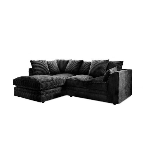 Furniture 786 (Black, Left Hand) Porto Jumbo Cord Corner Sofa