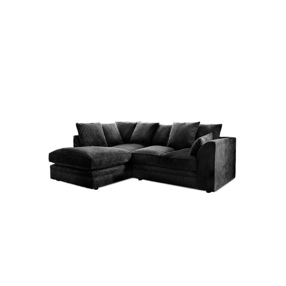 Furniture 786 (, Left Hand) Porto Jumbo Cord Corner Sofa Black
