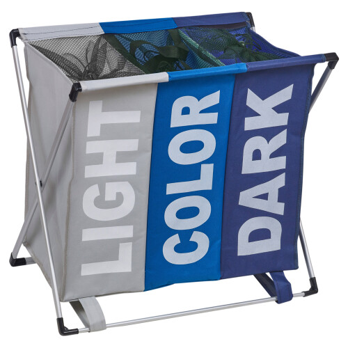 URBN Living (Blue/Grey, 3) Large 2 / 3 Section Laundry Basket Washing Clothes
