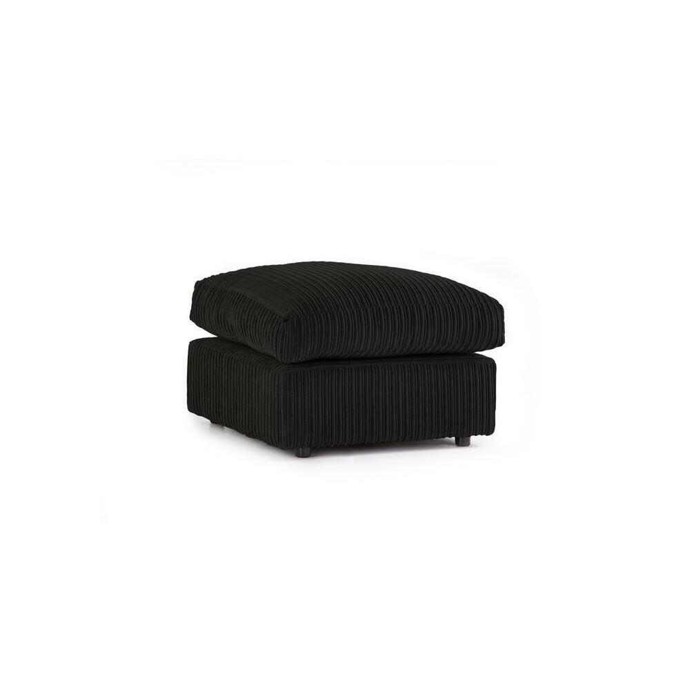 (Black) Large Jumbo Cord Fabric Footstool