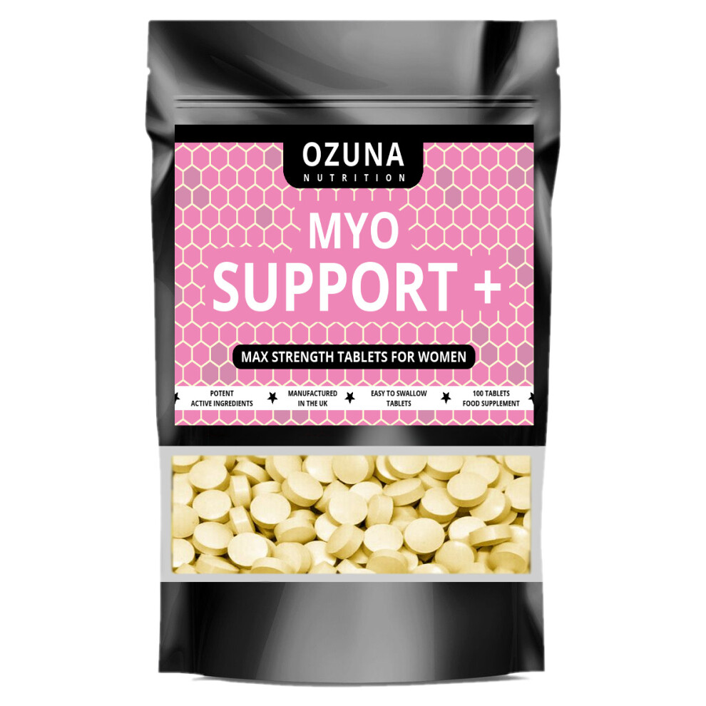 Myo Support+ Supplement for PCOS with Myo-Inositol + Folic Acid | Promotes Hormonal Balance | Normal Ovarian Function & Fertility | 100 Tablets