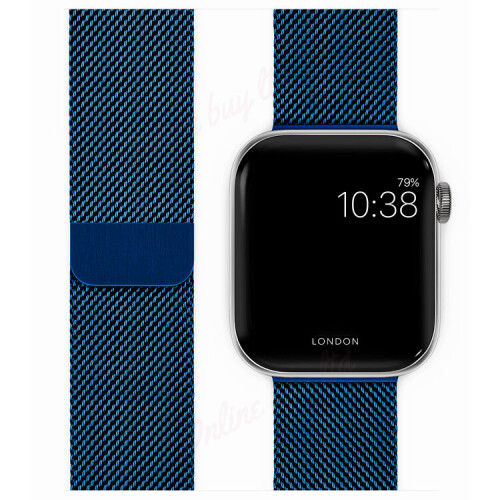 (Blue) 42/44mm iWatch Strap Magnetic Milanese Loop Band For Apple Watch Series 7 6 SE 5 4 3 2 1 1st Gen