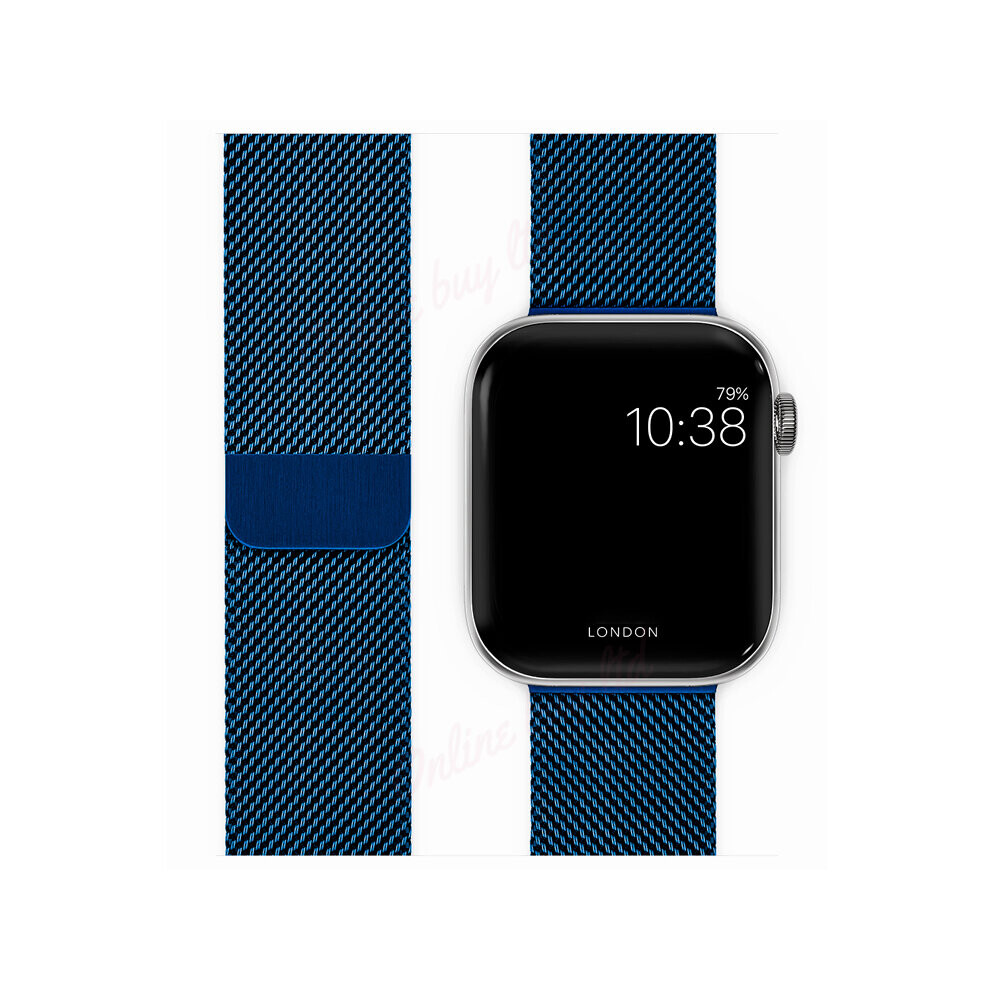 (Blue) 42/44mm iWatch Strap Magnetic Milanese Loop Band For Apple Watch Series 7 6 SE 5 4 3 2 1 1st Gen