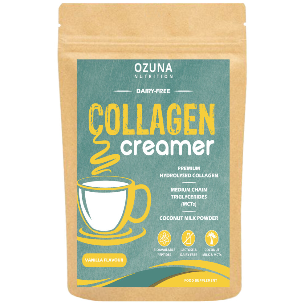 Ozuna Nutrition Collagen Coffee Creamer | Keto & Paleo | Premium Hydrolysed Collagen Peptides & Coconut Mct Powder | Dairy-Free | Vanilla Flavour