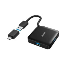 USB Hub - Hama - 4 poorten - USB 3.0 - Zwart - 4 extra poorten
