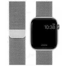 (Silver) 42/44mm iWatch Strap Magnetic Milanese Loop Band For Apple Watch Series 7 6 SE 5 4 3 2 1 1st Gen