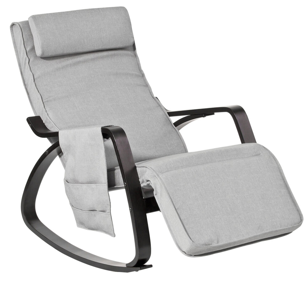 SoBuy® FST20-HG, Rocking Chair Lounge Chair with Adjustable Footrest & Side Bag