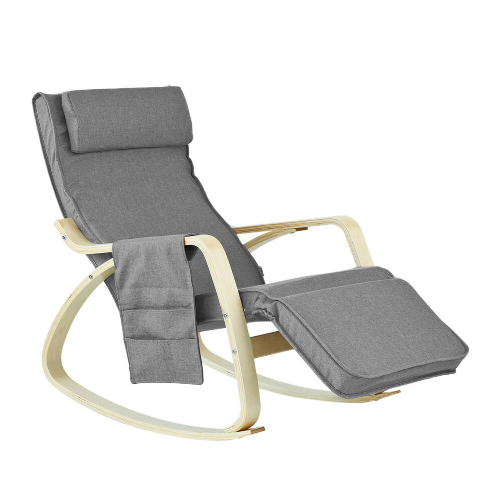 SoBuy FST18-DG, Rocking Chair Lounge Chair Recliners with Side Pocket